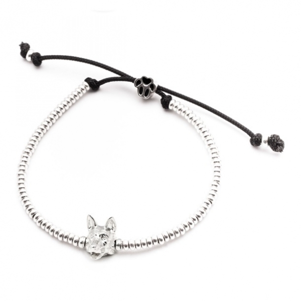 German Shepherd Silver Head Bracelet