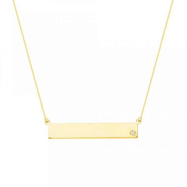 14k Yellow Gold Diamond Bar Necklace