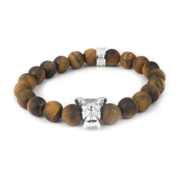 Boxer Sterling Tiger's Eye Bead Head Bracelet