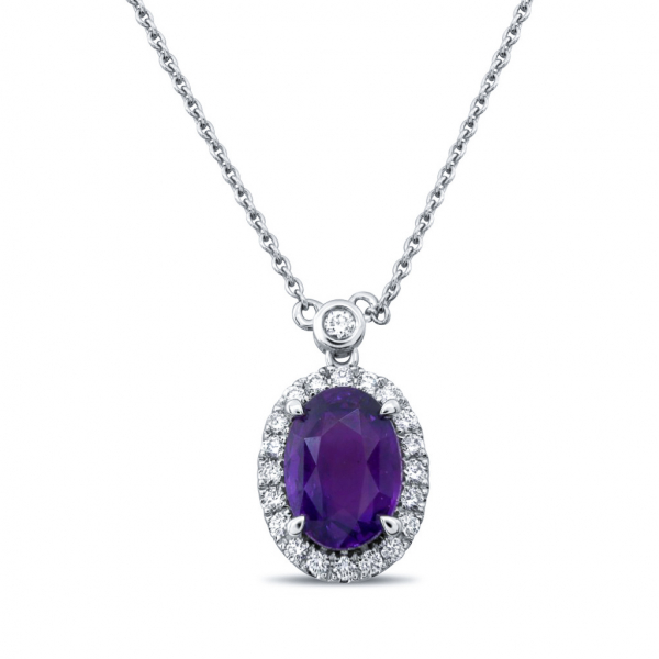 14k White Gold Oval Sapphire Necklace