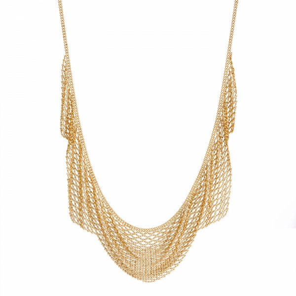 18k Yellow Gold Diamond Cut Mesh Necklace