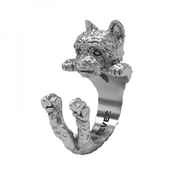 Yorkshire Terrier Silver Hug Ring