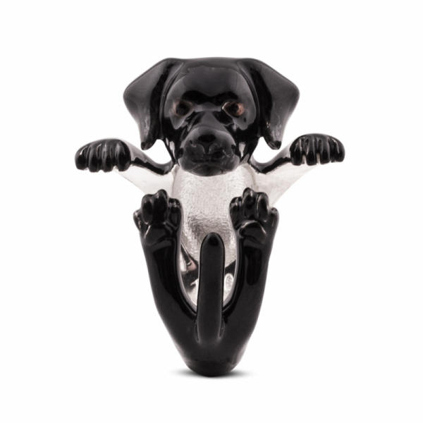 Dog Fever - Black Labrador Retriever Enamel Hug Ring - image 2